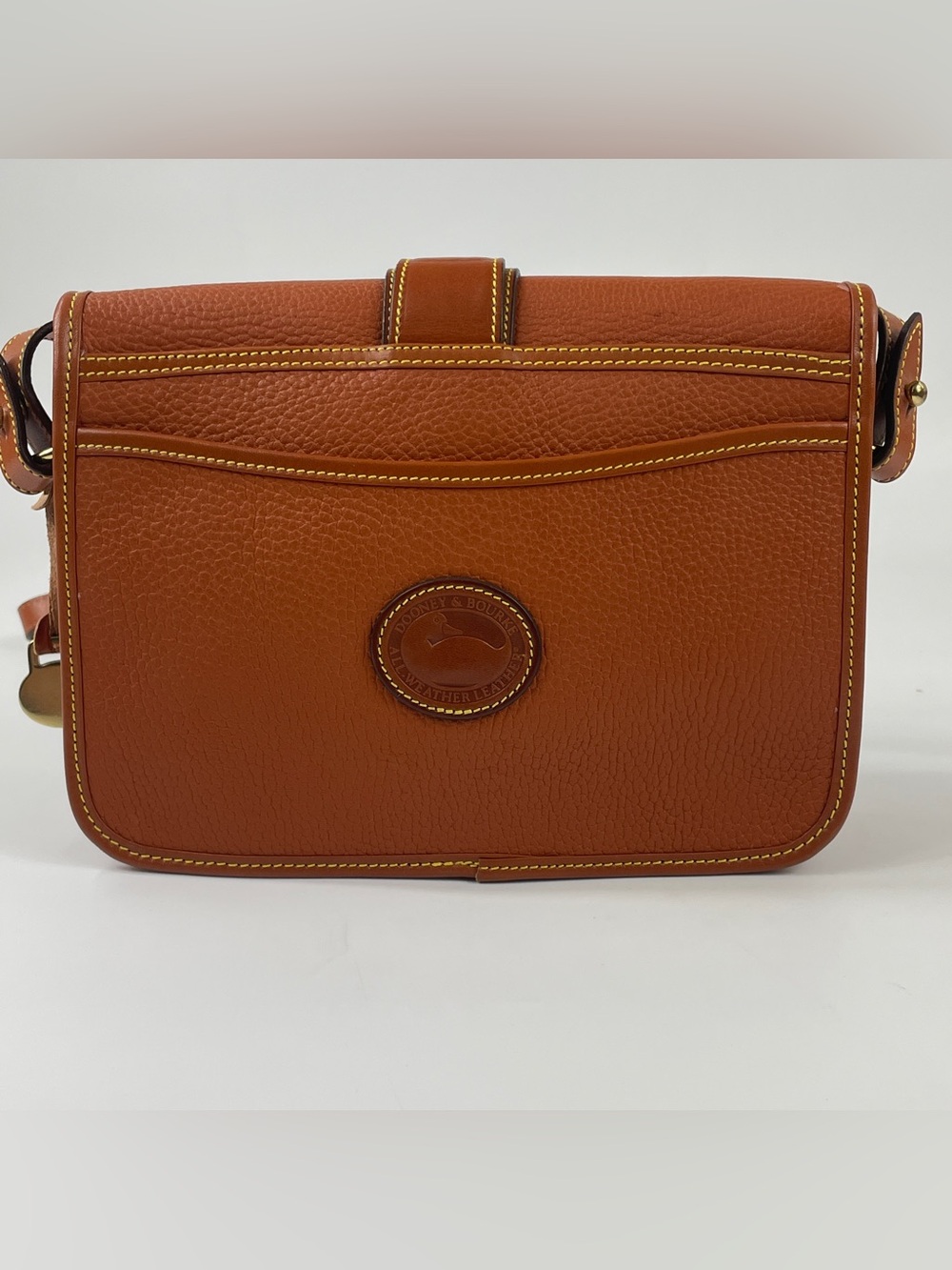 Vtg Dooney & Bourke Tan Leather Crossbody Pocket  Equestrian Bag Model R125 - Picture 15 of 16
